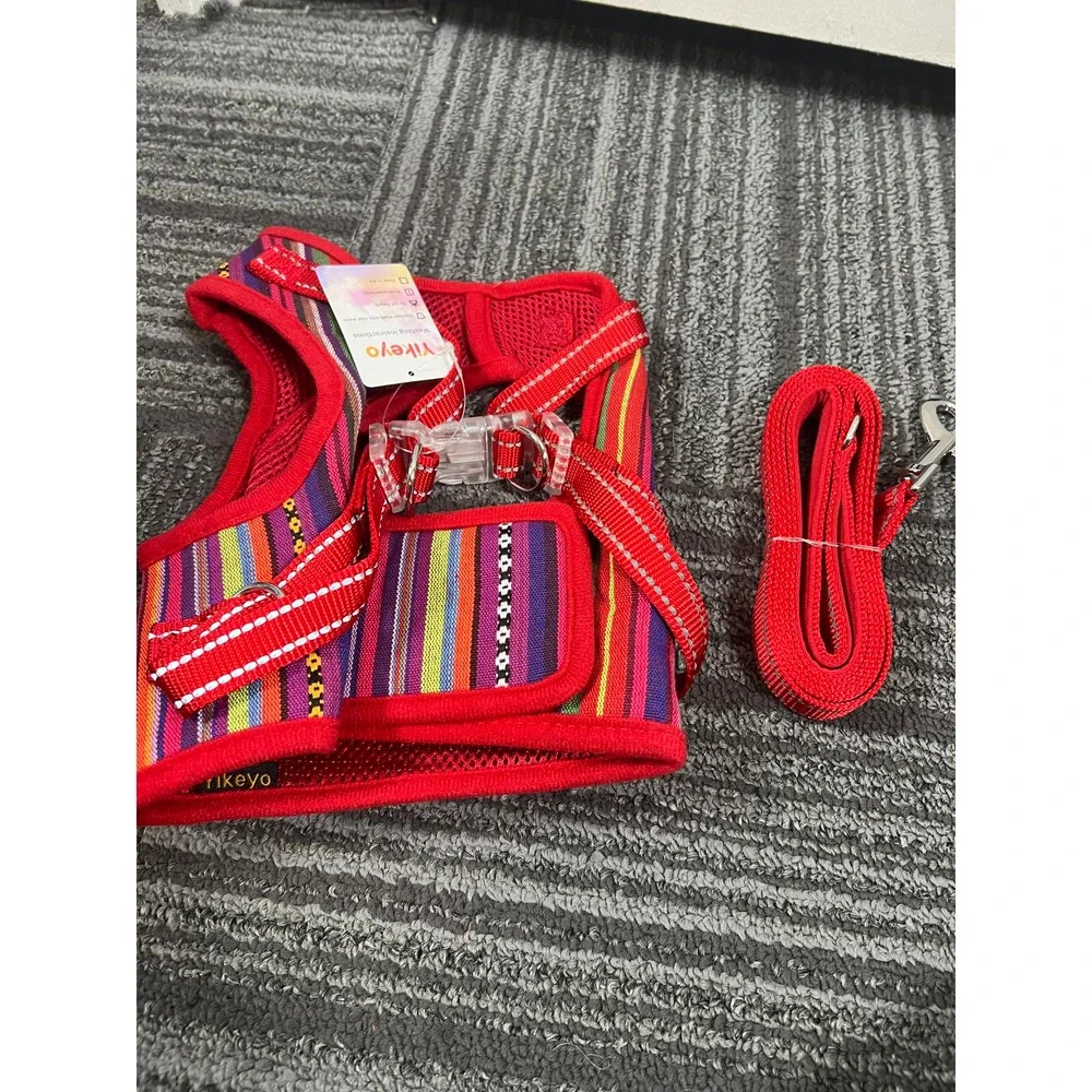 yikeyo Dog Harness for Small Dogs. Red striped, medium